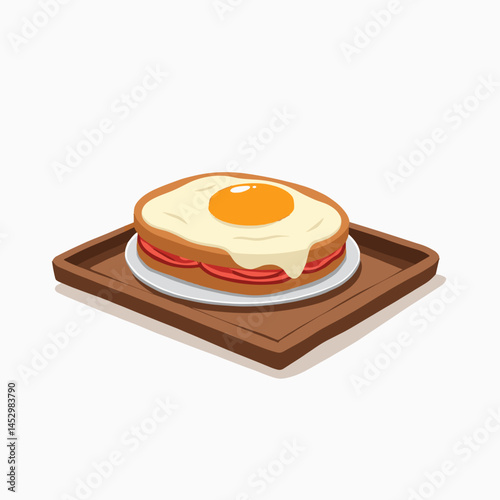egg muffin with toasted bread and cheese  food illustration