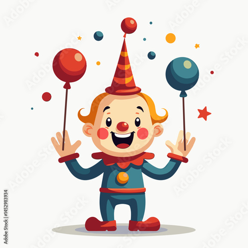 colorful clown balloon birthday party illustration