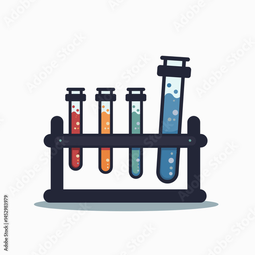 colorful test tubes with bubbles  science experiment illustration