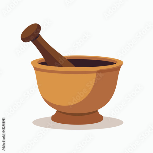 handcrafted wooden grinder with brown pestle and mortar  natural ingredients