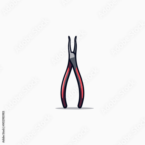 red and black pliers on white background