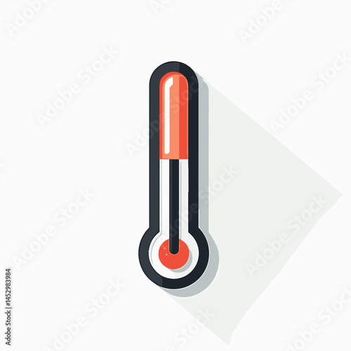 thermometer icon with red needle on white background