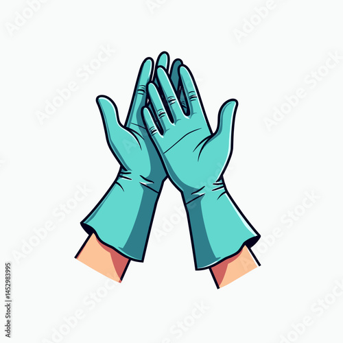 cleaning hands with blue gloves  medical professional appreciation