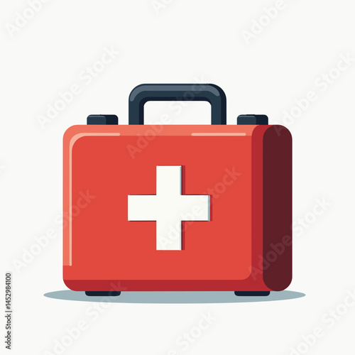 red first aid kit with white cross symbol