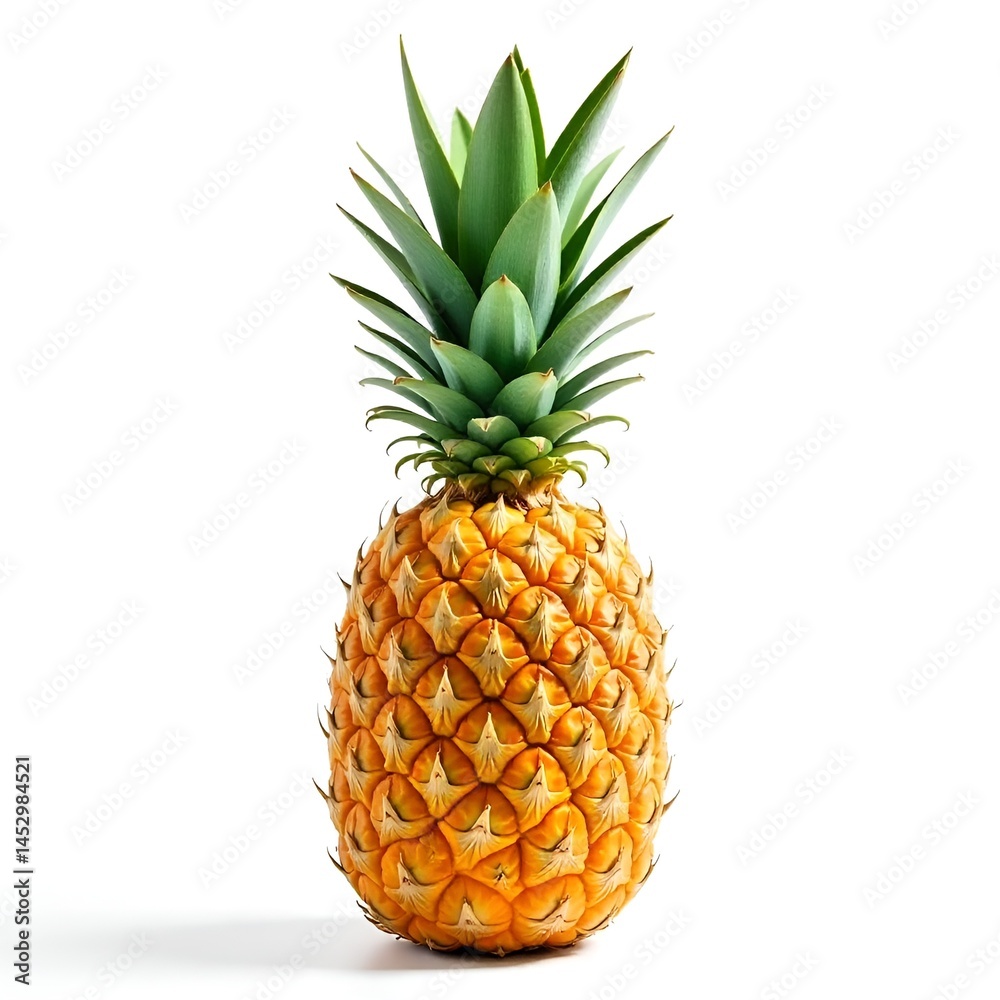 Fototapeta premium Ripe Whole Pineapple Isolated on White Background