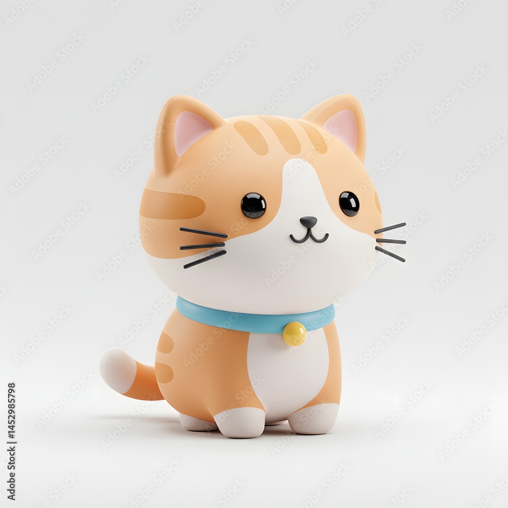 Adorable 3D Render of a Cute Orange Tabby Kitten with Blue Collar Perfect for Children's Illustrations, Pet-Themed Projects, and Kawaii Designs Adorable 3D Render of a Cute Orange Tabby Kitten with Blue Collar Perfect for Children's Illustrations, Pet-Themed Projects, and Kawaii Designs