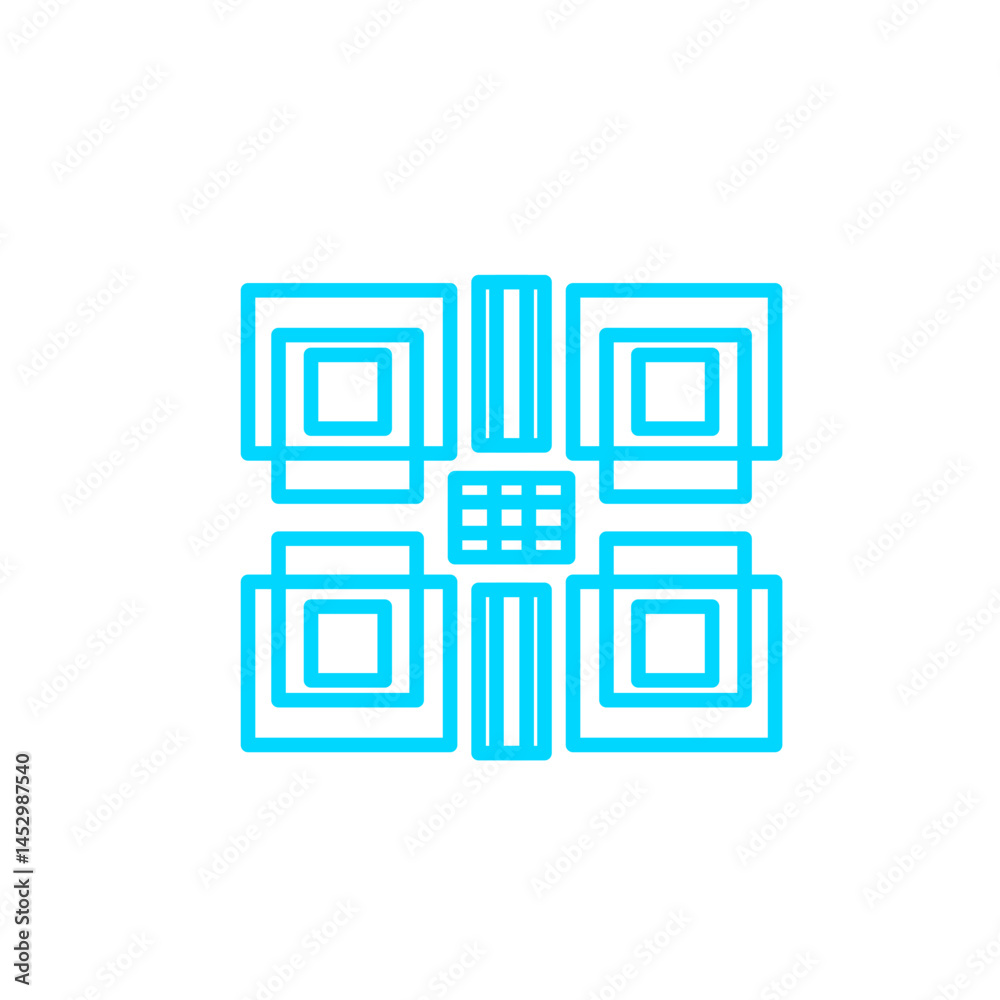 Geometric abstraction in luminous blue lines against a solid black backdrop Geometric abstraction in luminous blue lines against a solid black backdrop
