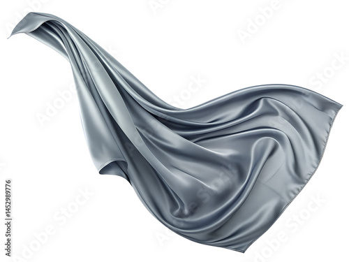Gray silk cloth floating on transparent background photo
