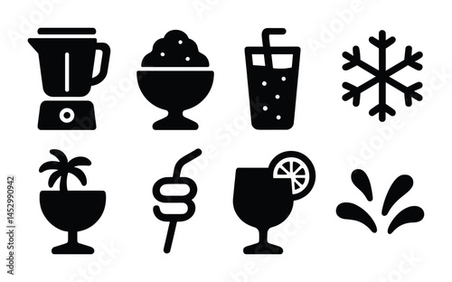 Beverage and drink silhouette icons set – solid, filled, refreshment and cocktail symbols