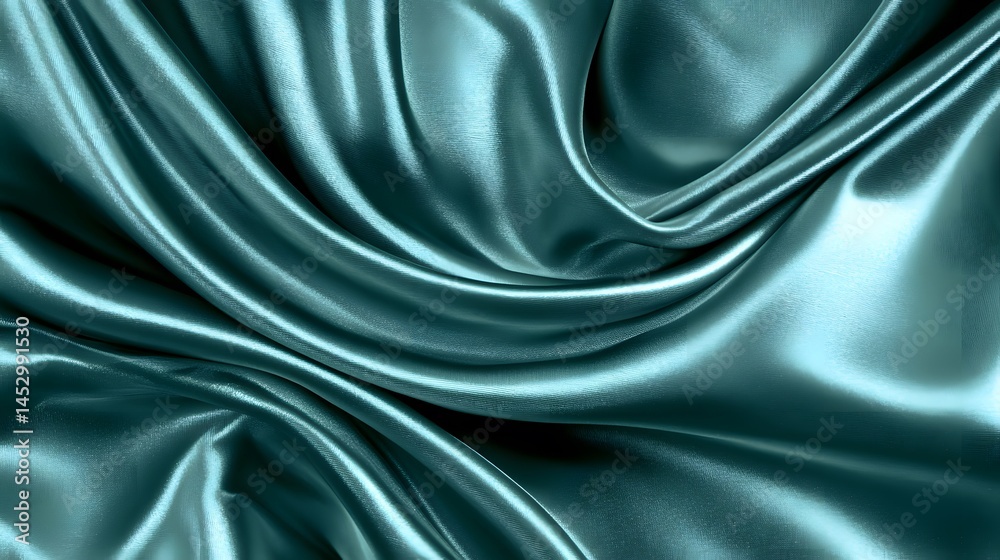 Obraz premium Elegant Teal Silk Fabric Drape Background Texture