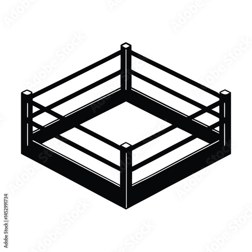 boxing ring vector silhouette on white