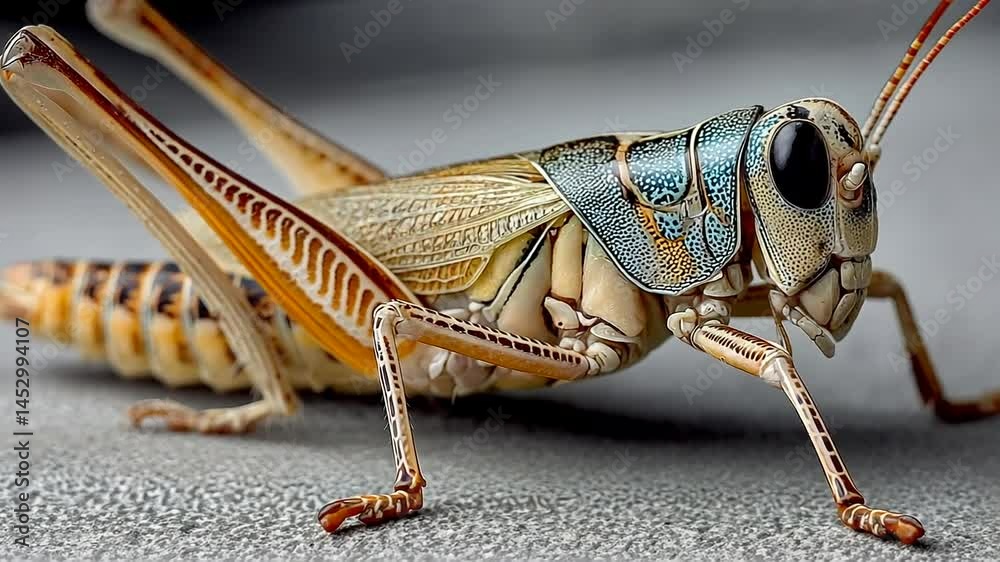 Close-up of a grasshopper on textured surface