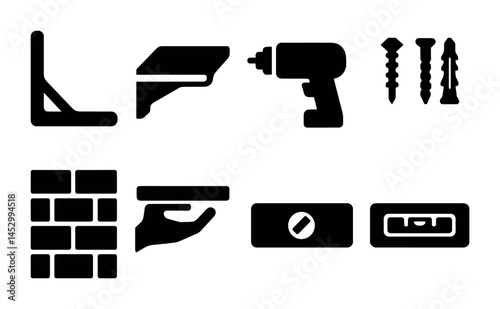 Diy home improvement tools and hardware icons for construction projects