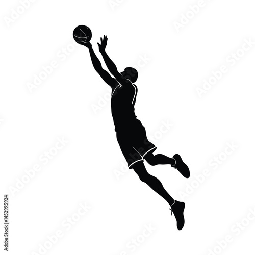 player dunking vector silhouette on white