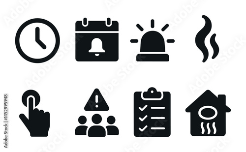 Business and office solid icons set – filled, corporate and productivity symbols