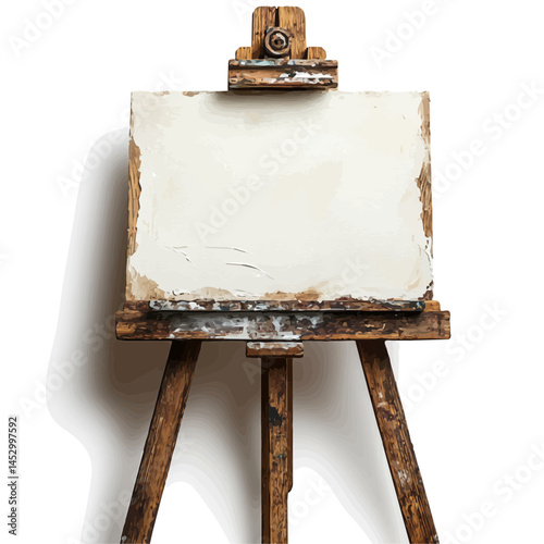 Art Easel With A Half-finished Painting, watercolor vector, isolated on a white background.
