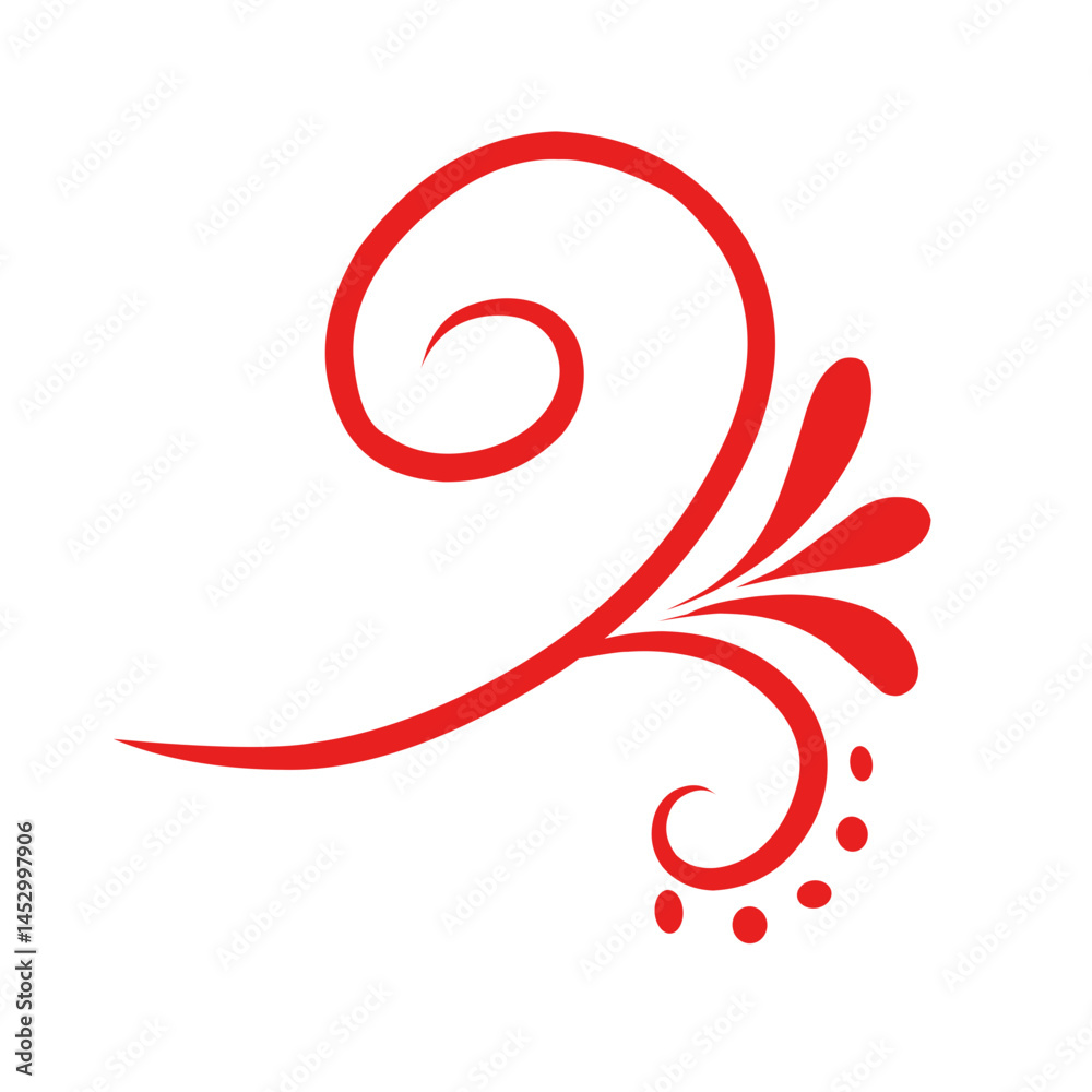Obraz premium Elegant swirl illustration, red ornament on a deep black backdrop creates visual charm