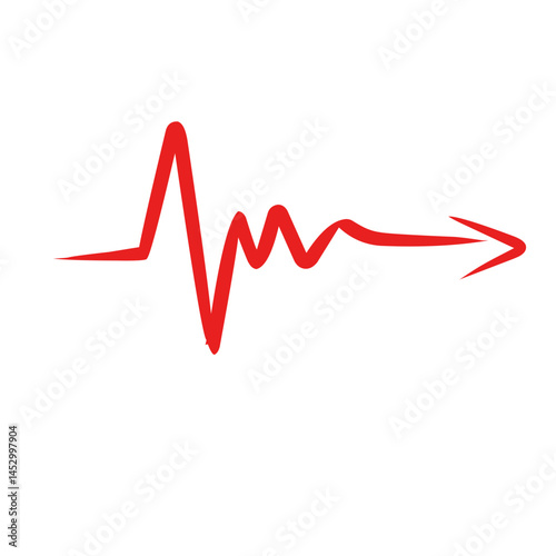 Stylized electrocardiogram line evolving into an arrow on dark background