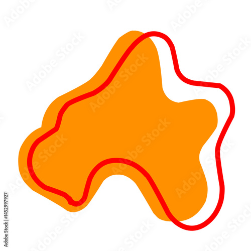 Abstract organic shapes with red outline on a dark background minimalistic art