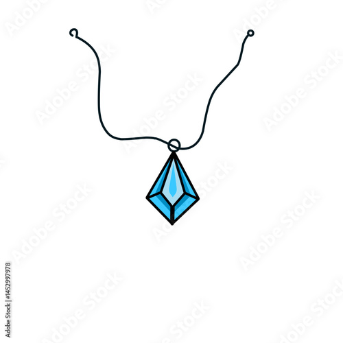 A captivating blue crystal pendant necklace displayed in stunning chiaroscuro style