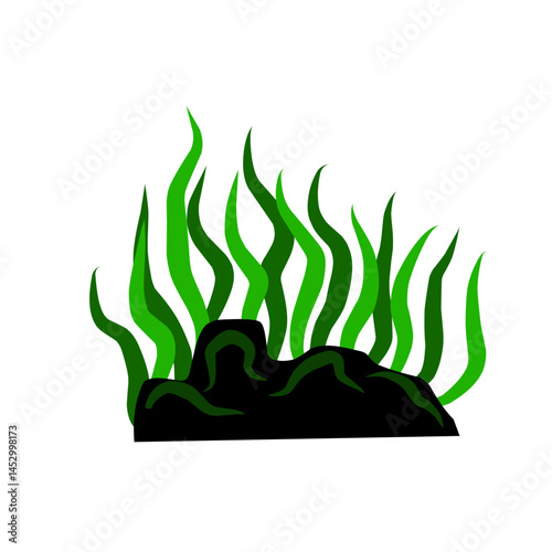 Abstract luminous greenery illustration against stark black background visual display