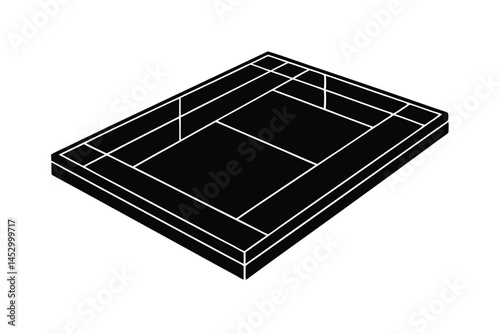 tennis court vector silhouette on white