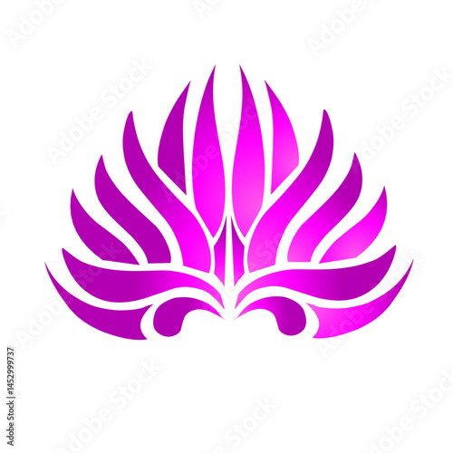 Abstract depiction of luminous flower with curvilinear shapes and vibrant hues