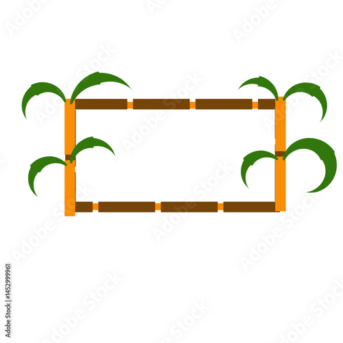 Minimalist tropical border, palms embracing rectangular frame for graphic design