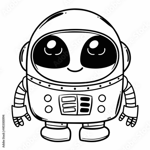 Robot Companion Line Art Design