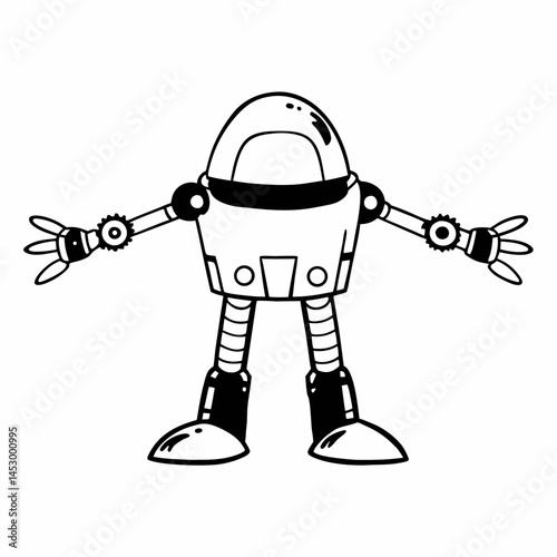 Robot Companion Line Art Design