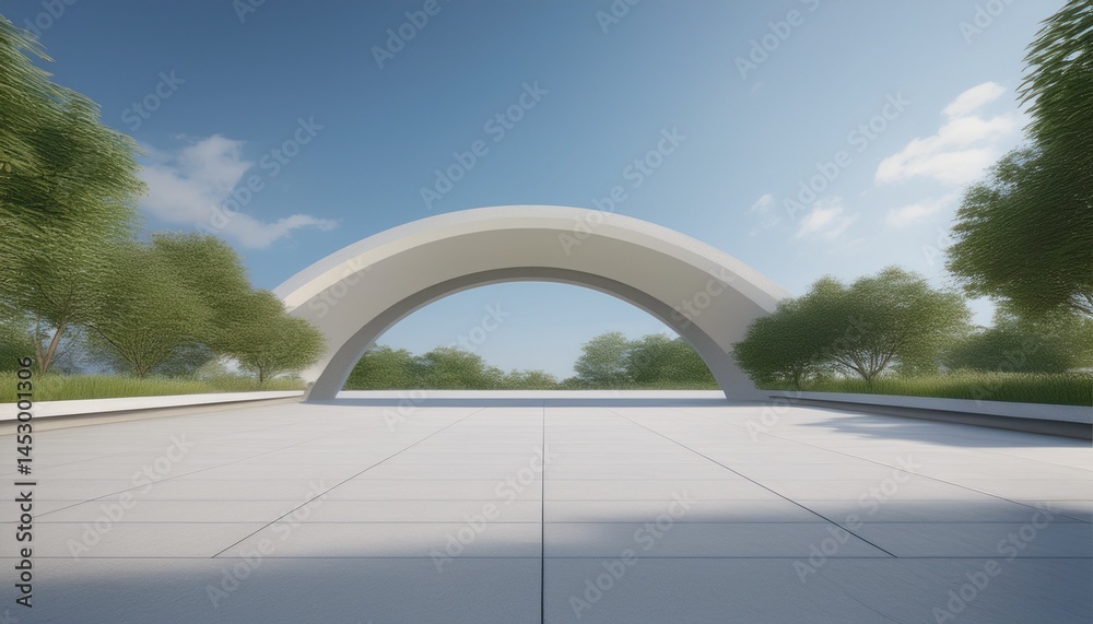 Naklejka premium empty concrete floor in city park of outdoor space and future architecture with blue sky background