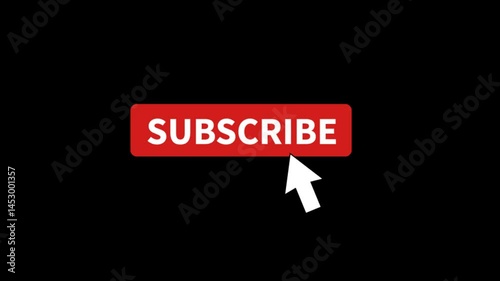 Social media subscribe button animation with alpha channel. 2d animation push button red subscribe animation with transparent background. subscribe button animation with alpha channel