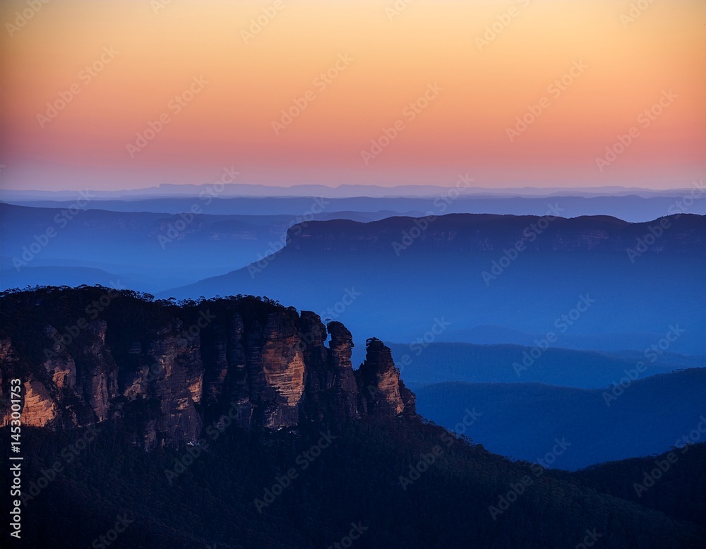layers of mountains at dusk blue mountains nsw australia layers of mountains at dusk blue mountains nsw australia