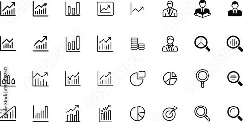 business and analyst icon set design