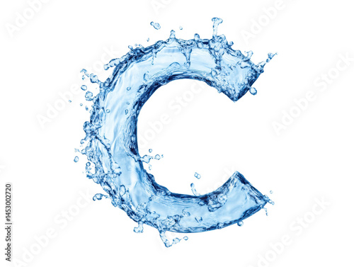 Water splash forming the letter C for creative designs