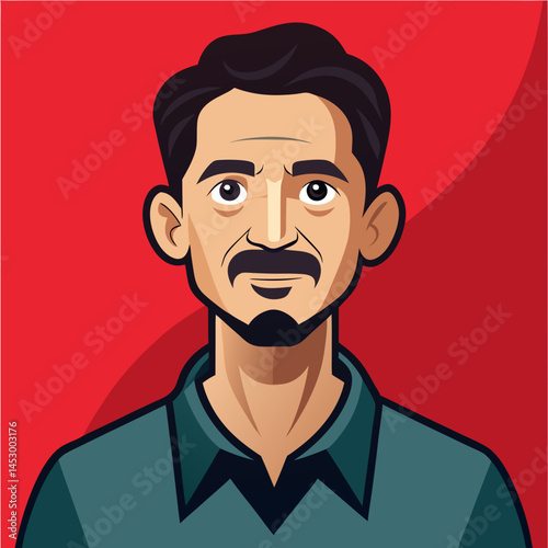 Cartoon Illustration of a Middle Aged Man with Mustache