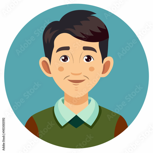 Portrait of a Friendly Middle-Aged Asian Man with Dark Hair