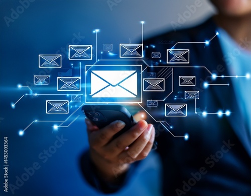 digital email notification online communication business correspondence and strategy planning email direct marketing and information for data analytics not ai generate