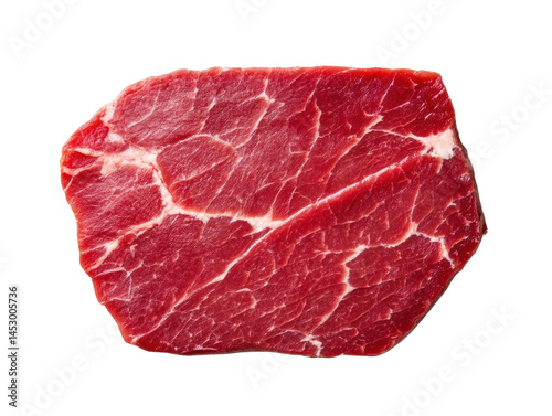 Fresh raw beef steak for grilling and culinary preparation, cut out