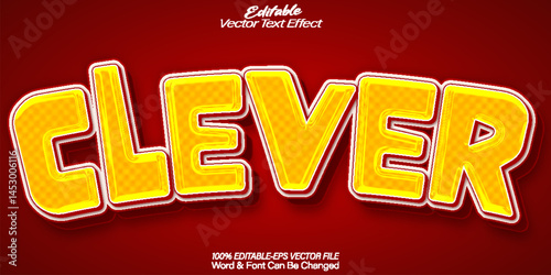 Clever Vector Text Effect Editable Alphabet Red and Yellow Cartoon