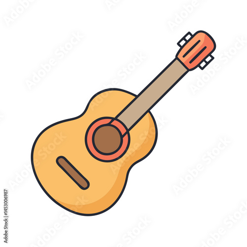 Illustration of acoustic guitar musical instrument stringed instrument for music performance and entertainment