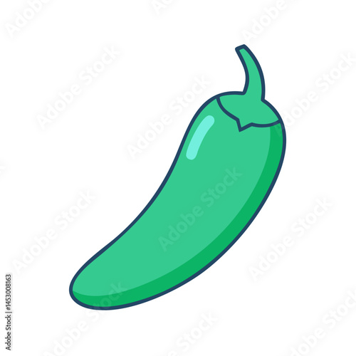 Isolated green jalapeno pepper vector illustration for mexican food and spicy cuisine design