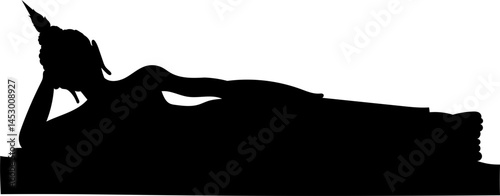 Reclining Buddha Statue in Silhouette for Peaceful Religious Representation