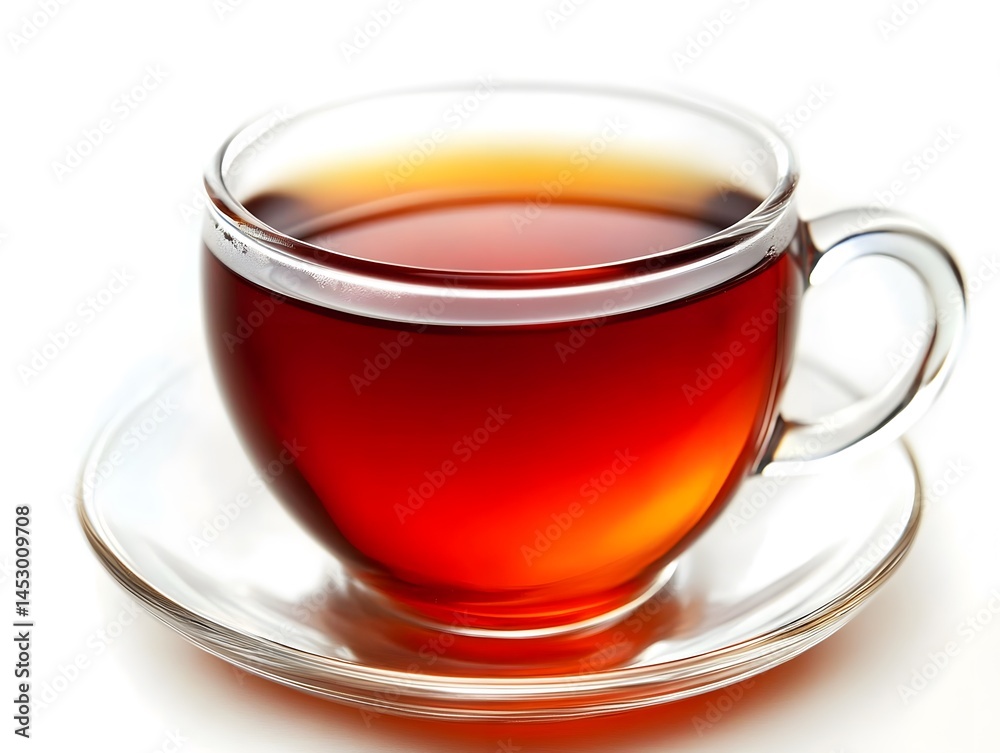 Closeup of a Cup of Red Tea on a Saucer