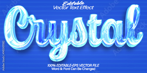 Crystal Vector Text Effect Editable Alphabet Sheer Transparent Gauzy Filmy