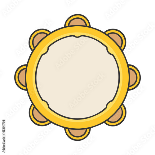 Explore golden tambourine vector illustration for musical instrument and percussion design needs today