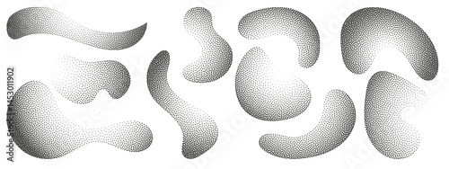 Abstract halftone dot elements, halftone gradients, various Stipple bubbles. Vector   abstract dot shapes , halftone liquids