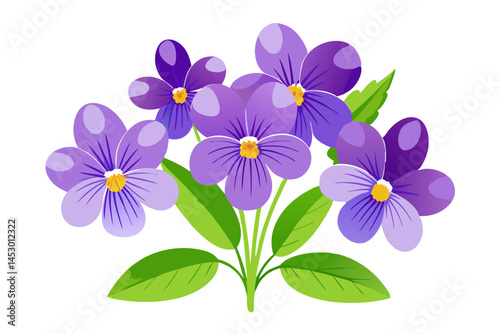 Violet flower illustration vector floral design purple blossom spring bloom botanical garden nature art
