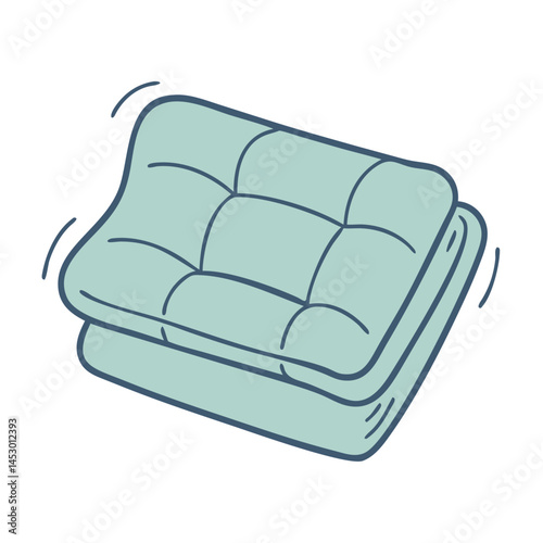 Illustration of folded blanket bedding soft comfortable cozy home textile fabric linen sleep rest