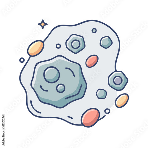 Asteroid illustration space rock cosmic object drawing outer space celestial body design vector